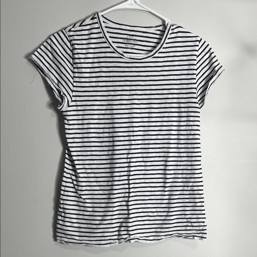 J. Crew Navy and White Striped Short Sleeve Tee